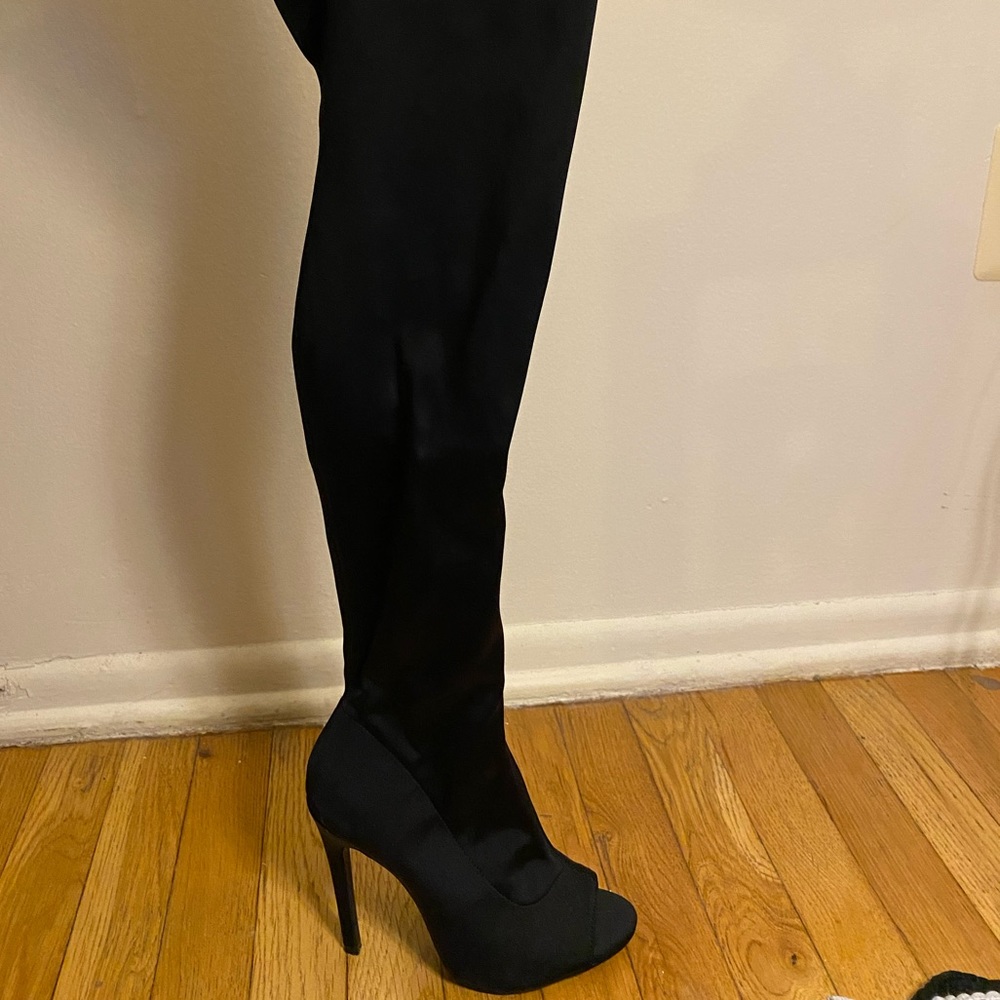 Black over the knee heeled boots